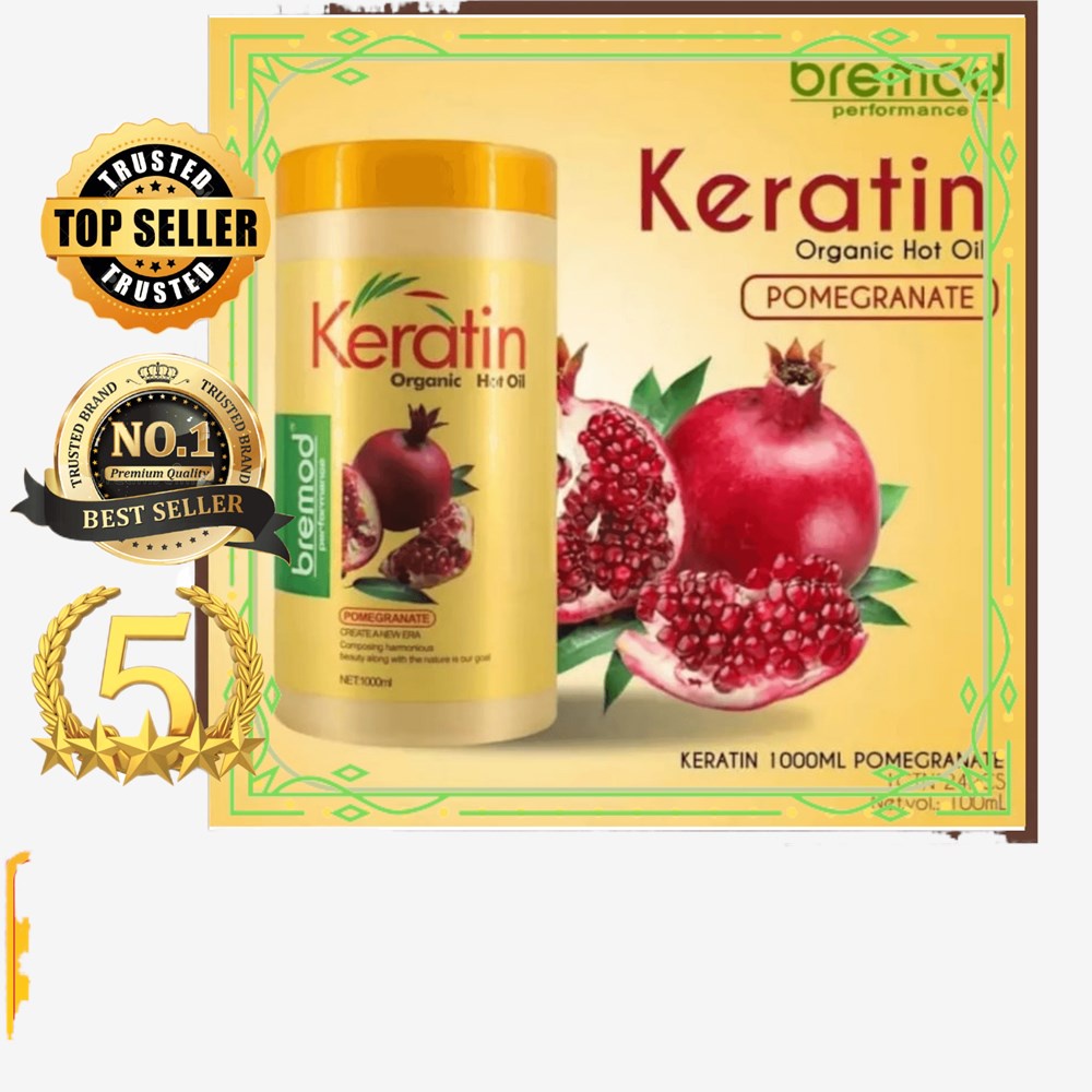 Bremod Keratin Organic Hot Oil Pomegranate Hair Treatment 1000 ml