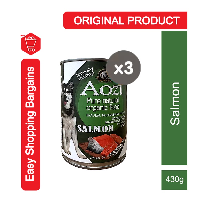 AOZI Can Salmon Pure Natural Organic Dog Food 430g (3 Cans) Shopee