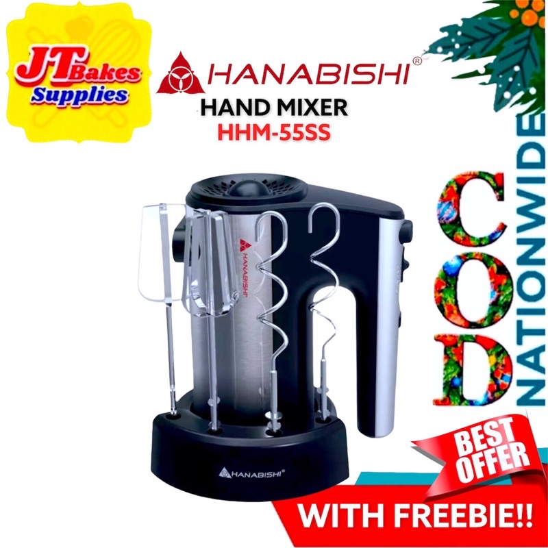 Hanabishi Hand Mixer HHM55SS 5 Speed Control with Stand Shopee