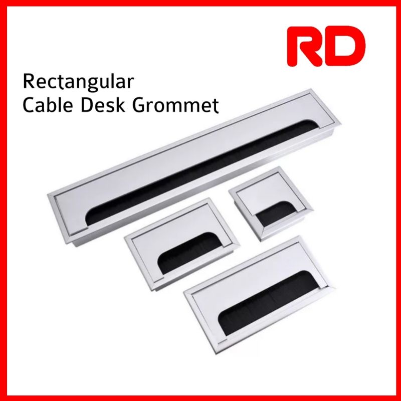 Office Hardware Rectangle Wire Cable Grommet Aluminum Square Table Desk