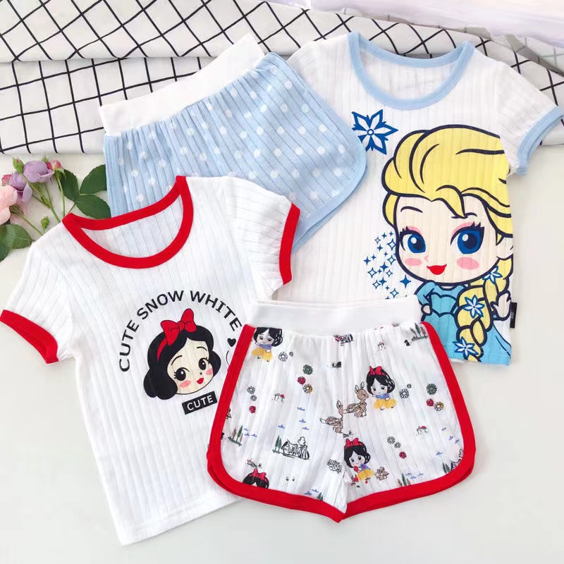 Congme Baby Girls Summer Pajamas Kids Elsa Princess Short sleeves