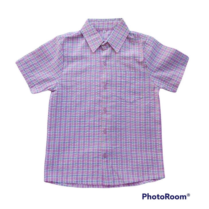 KIDS Polo Button Down (blush checkred) Shopee Philippines