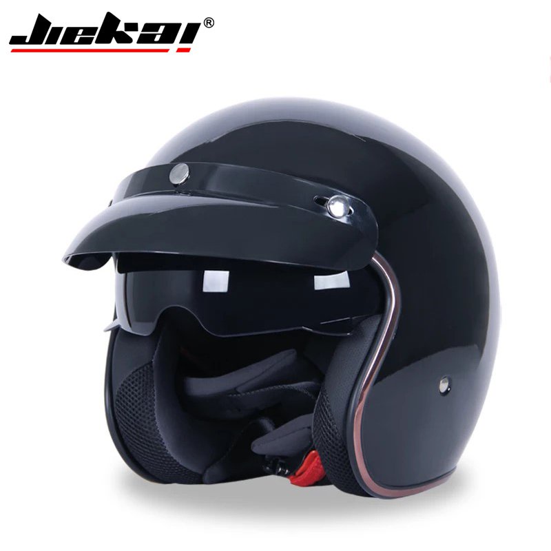 Jiekai Vintage Motorcycle Helmet 3/4 Open Face Casco Moto Jet Scooter