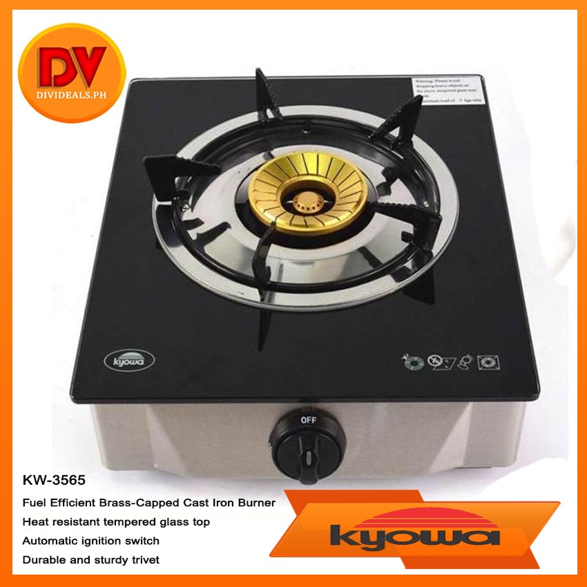 Kyowa KW3565 1B Glass Top Gas Stove w/Cast Iron Burners Shopee