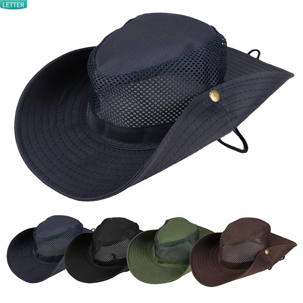 LETTER 5 Colors Men's Sun Hat Wide Brim Outdoor Fishing Hats Bucket
