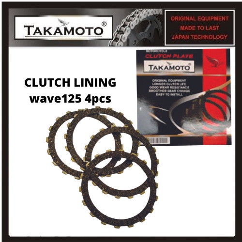 Takamoto Clutch Lining Set for WAVE 125 / XRM 125 (4pcs) Shopee