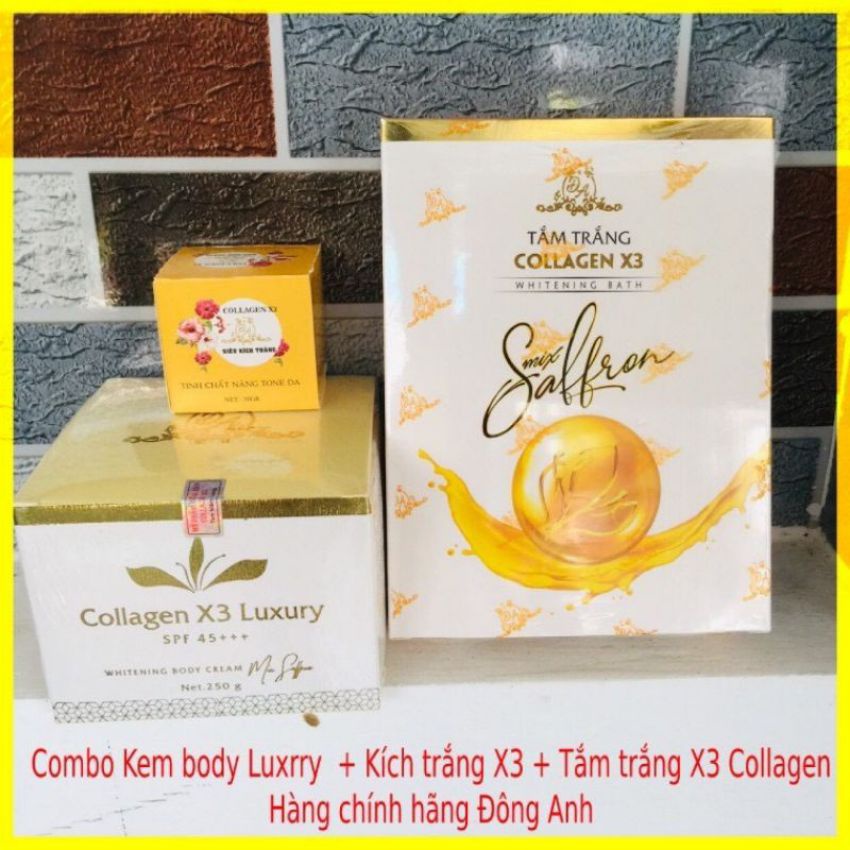 Combo body cream, whitening booster, genuine Collagen x3 whitening bath