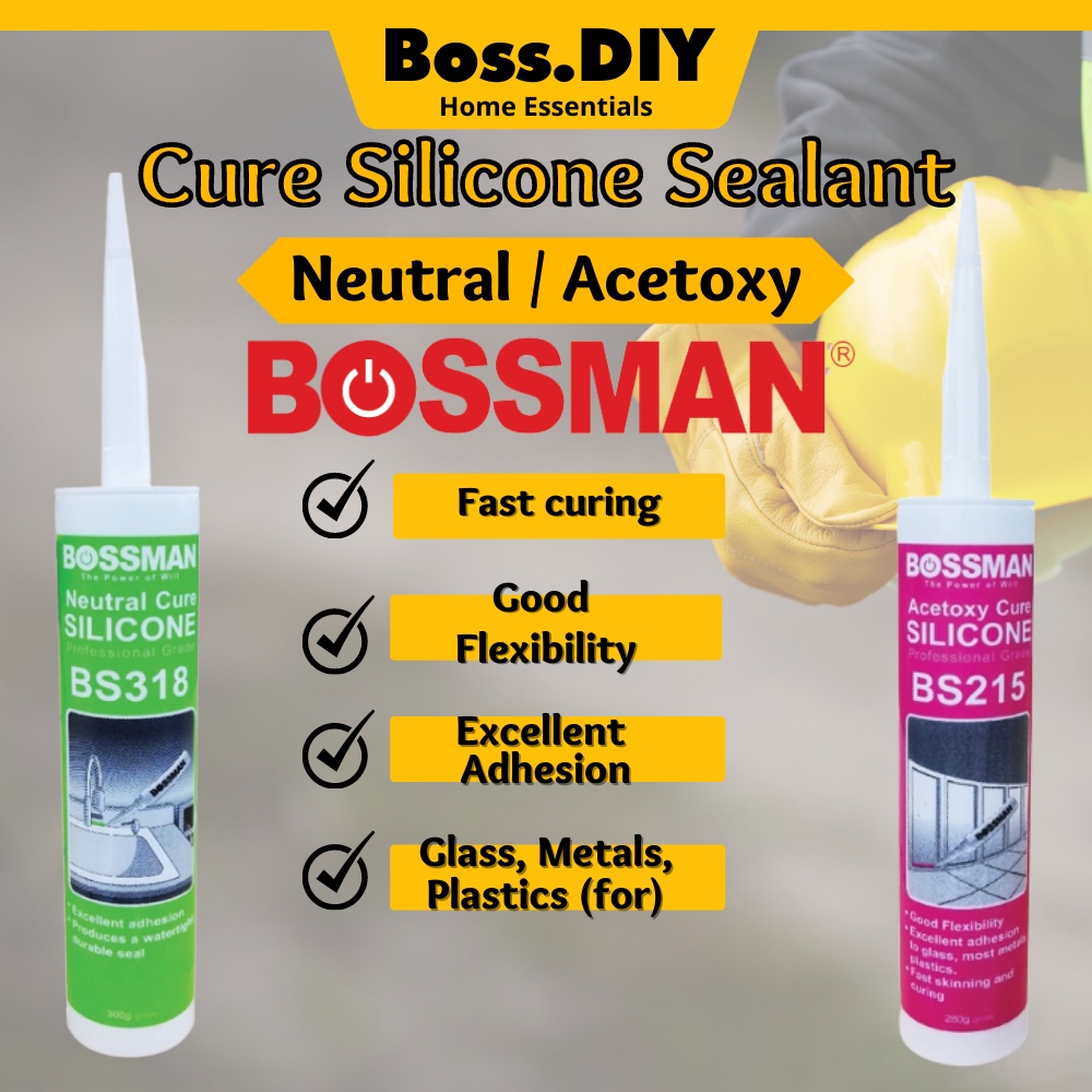 BOSSMAN Neutral Cure Silicone Sealant 300g / Acetoxy Cure Silicone