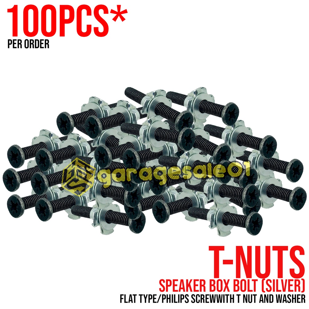 100PCS TNUTS TNuts TNUT Flat Type Speaker Box Bolt w / T Nut and
