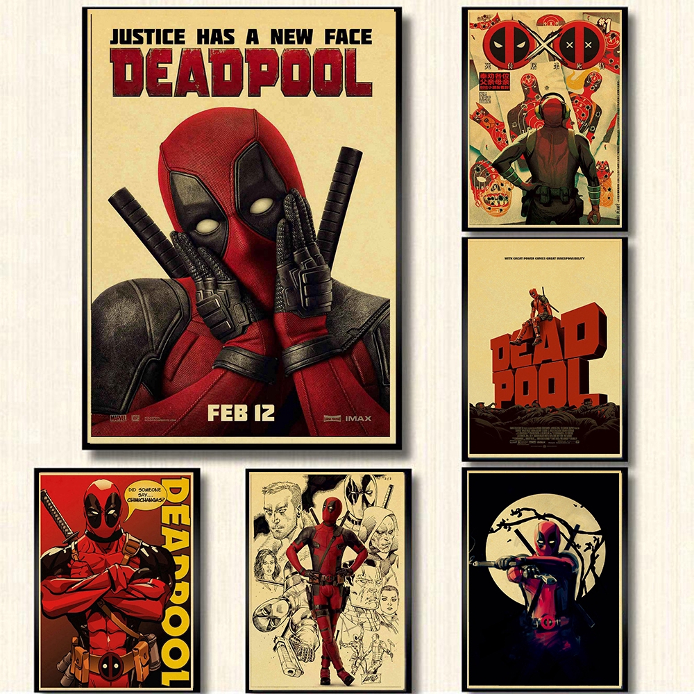 Marvel superhero Deadpool poster kraft paper print painting kids room