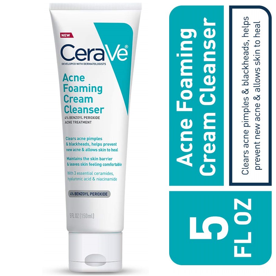 CeraVe Acne Foaming Cream Cleanser 5 Oz with Benzoyl Peroxide