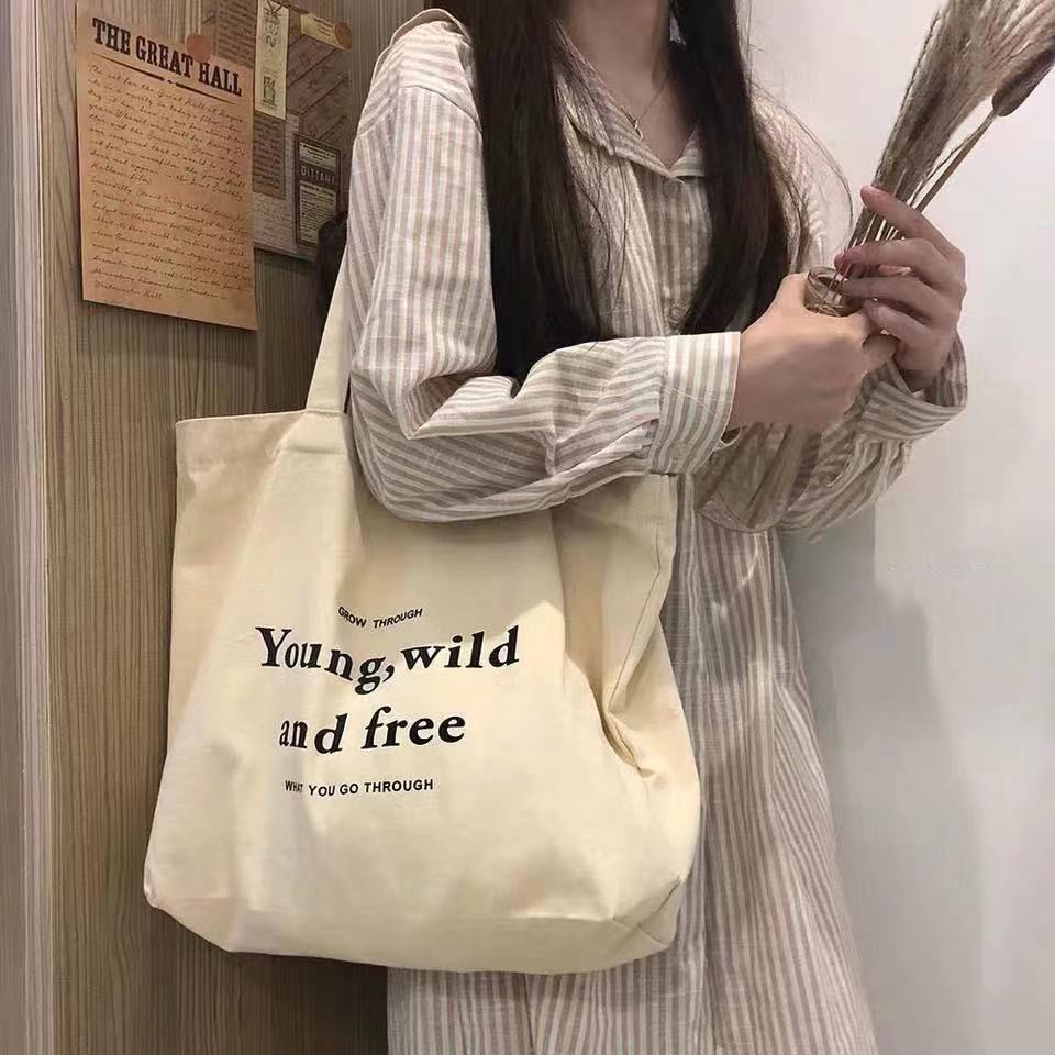 Korean style women's canvas bag Fashion tote bag Shopee Philippines