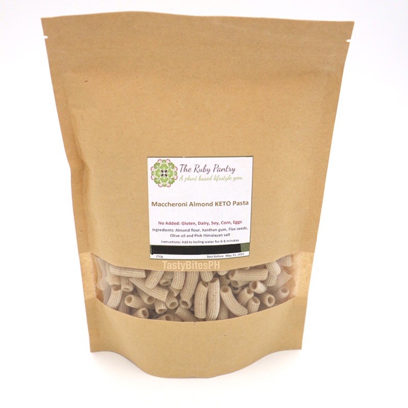 Keto Almond Pasta, maccheroni, plantbased, glutenfree, low carb, high