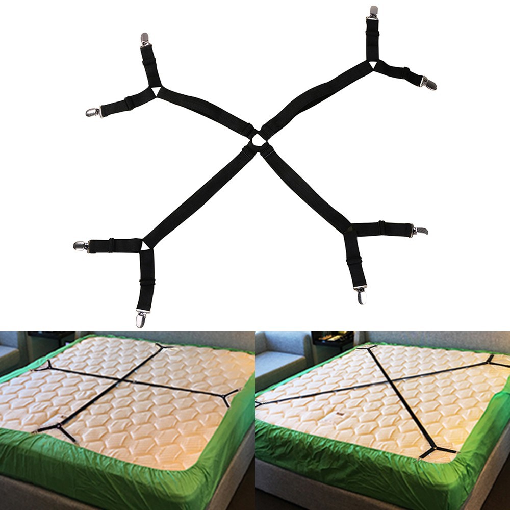 Harupink 1 Set 8 Claws Crisscross Adjustable Bed Fitted Sheet Straps