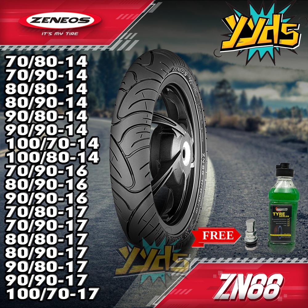 Zeneos ZN88/87 Motorcycle Tire Rim 14&17 (Tubeless) FREE SEALANT AND