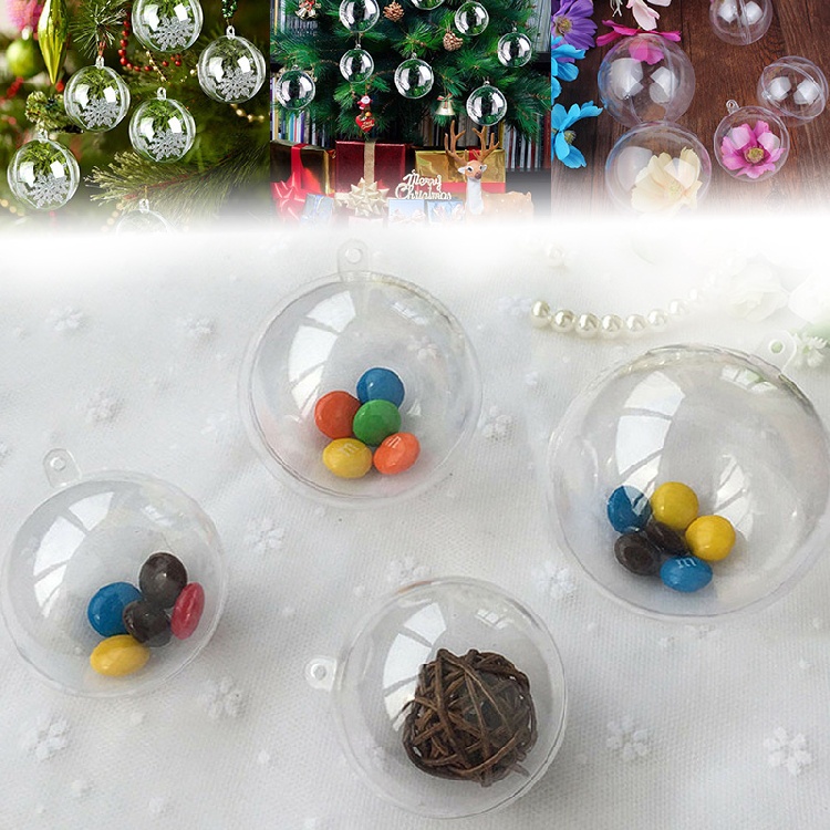 Crazyi 10x DIY Clear Plastic Balls Fillable Baubles Christmas Tree