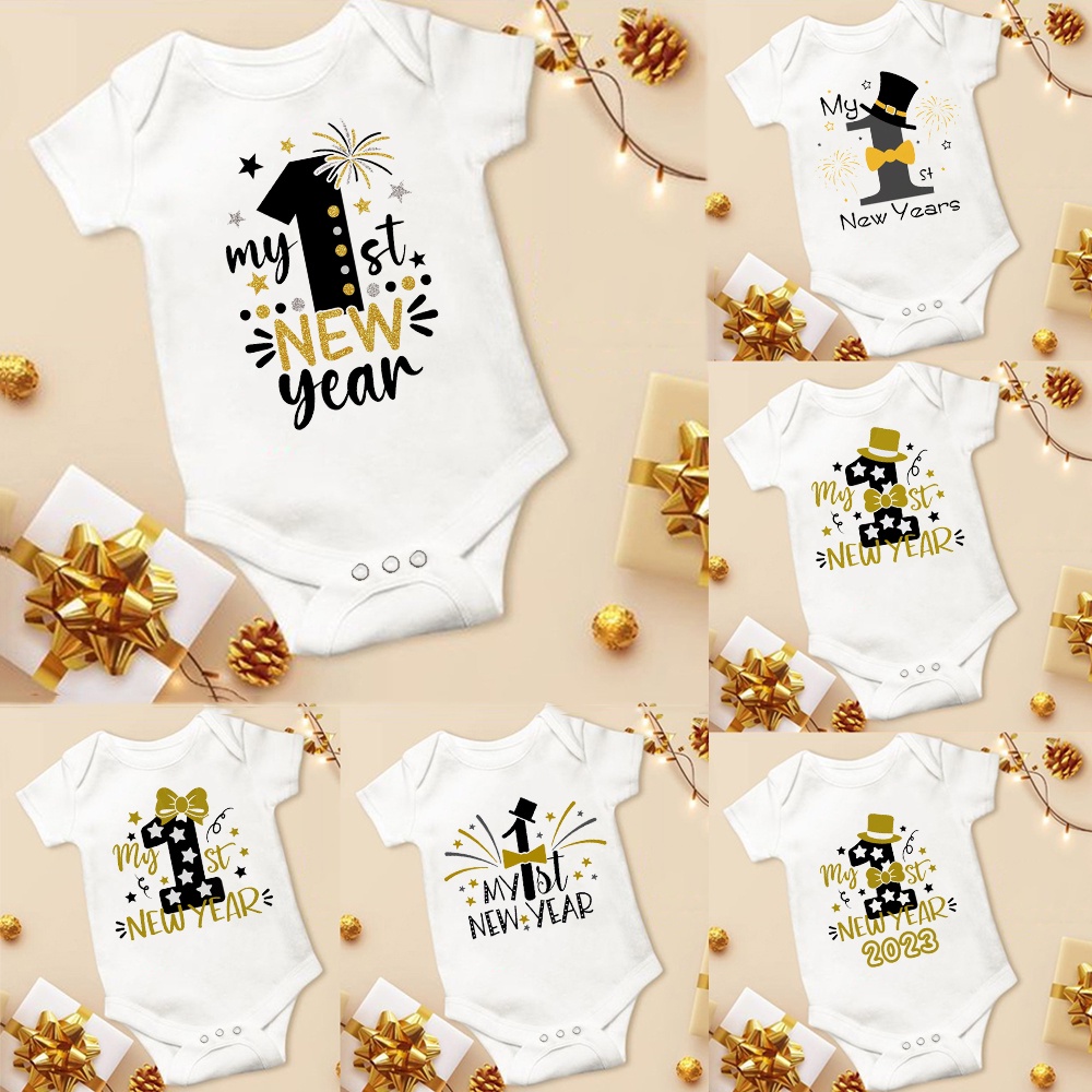 My First New Year 2023 Newborn Bodysuit New Year Party Baby Boys Girls