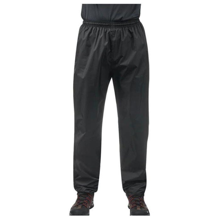 HITAM Decathlon Quechua Men's Raincoat Pants NH100 Black 8382416 S