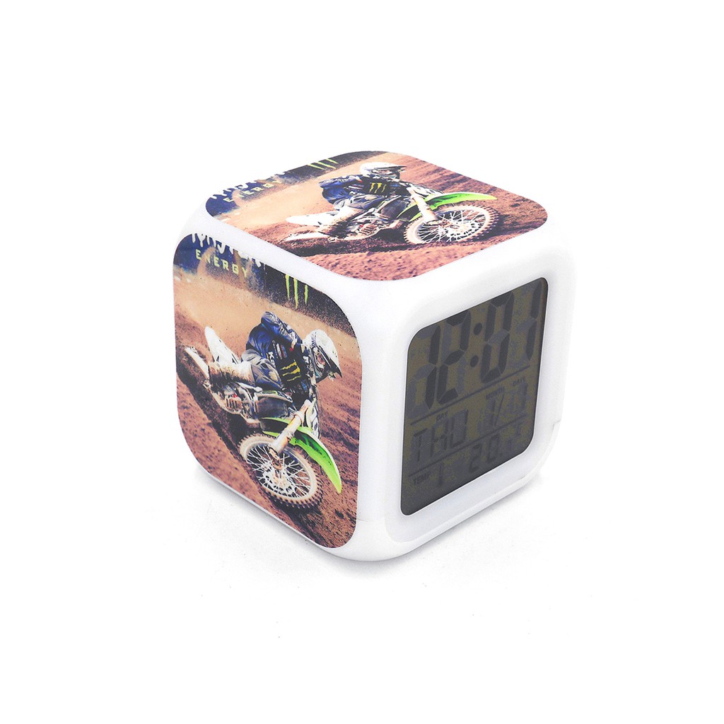 Boyuanfei Motorcycle Motocross Bikes Brown Desk & Shelf Clock Digital