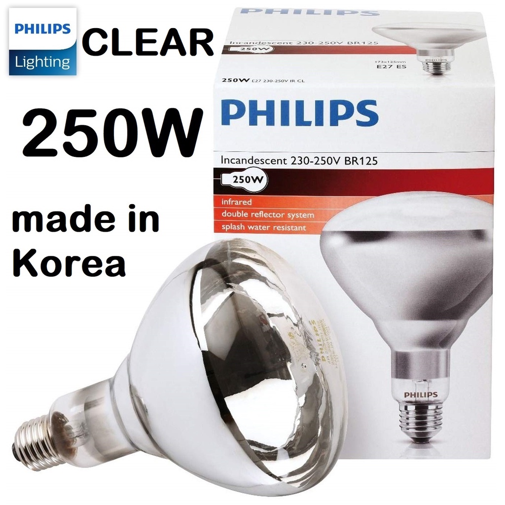 Philips Heat Lamp Bulb CLEAR Infrared Infared Incandescent R125 IR 375W