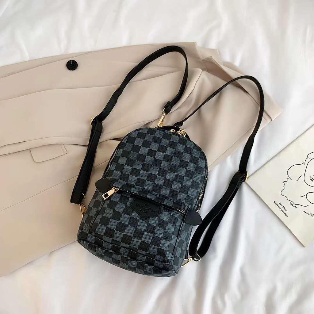 Sz8670 Unisex Backpack Lvv Square Mini Backpack Shopee Philippines