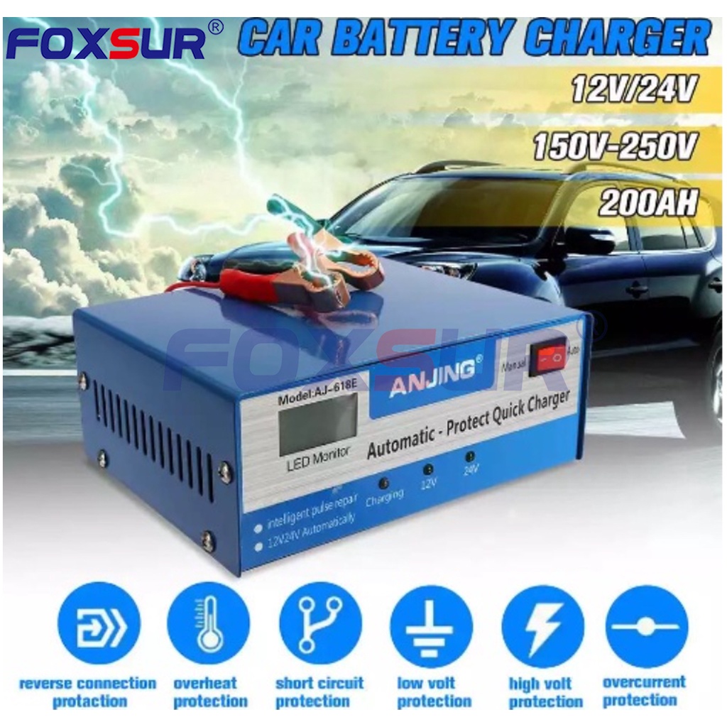 ANJING Car Battery Charger Heavy Duty 12/24V Intelligent Pulse Repair