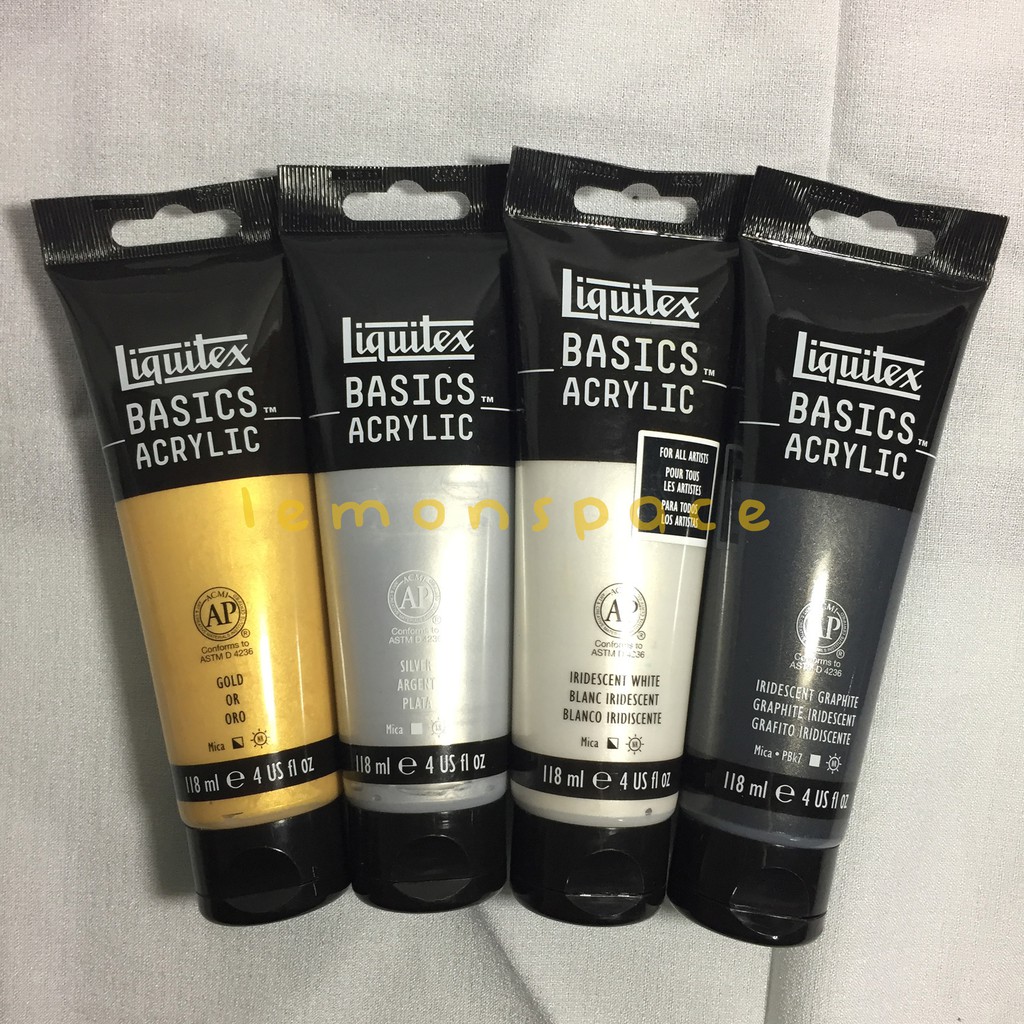 Liquitex Basics Acrylic Paints in 118ml tubes Metallic and Iridescent