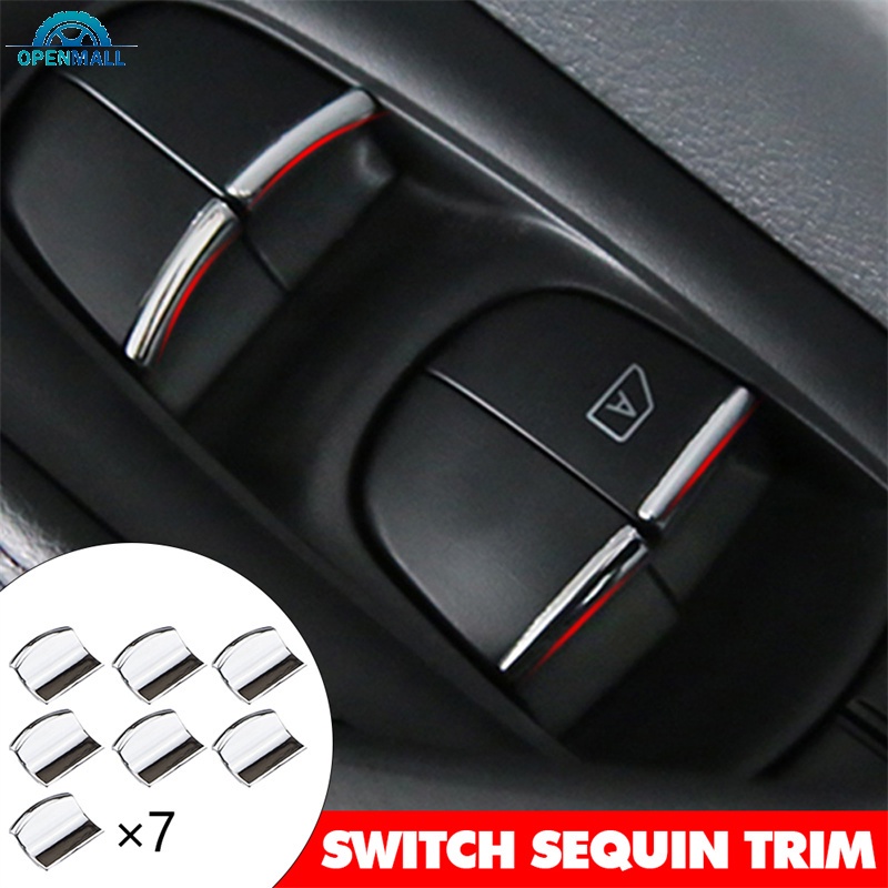 OM 7pcs/set Car Door Windows Panel Switch Button Cover Sequin Trim Auto