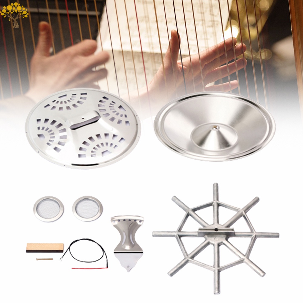 8pcs Resonator Cones Soundhole Screens Tailpiece Bridge Saddle for