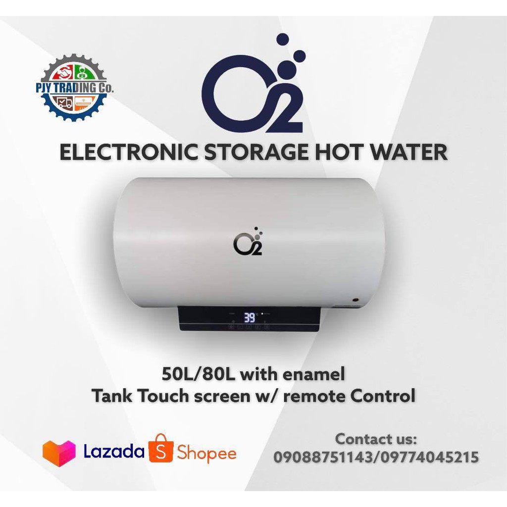O2 Electric Storage Water Heater 50L & 80L with digital wall remote