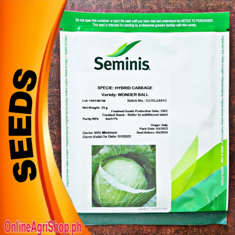 WONDER BALL CABBAGE SEEDS 25 GRAMS BEST BEFORE MAY 2024 (SEMINIS