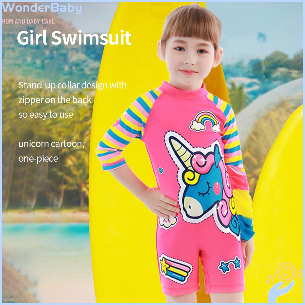 Wonderbaby One Piece Children Swimsuit for baby girl with cute unicorn