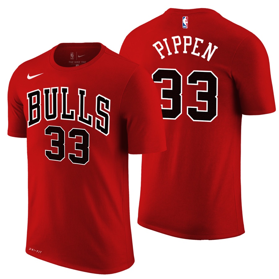 MERAH Tshirt NBA CHICAGO BULLS 33 SCOOTIE PIPPEN Red/Basketball Shirt
