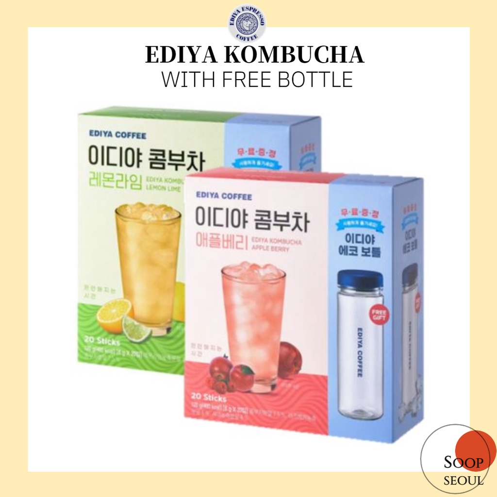 EDIYA Coffee Kombucha Powder + FREE ECO BOTTLE (Lemon Lime / Apple