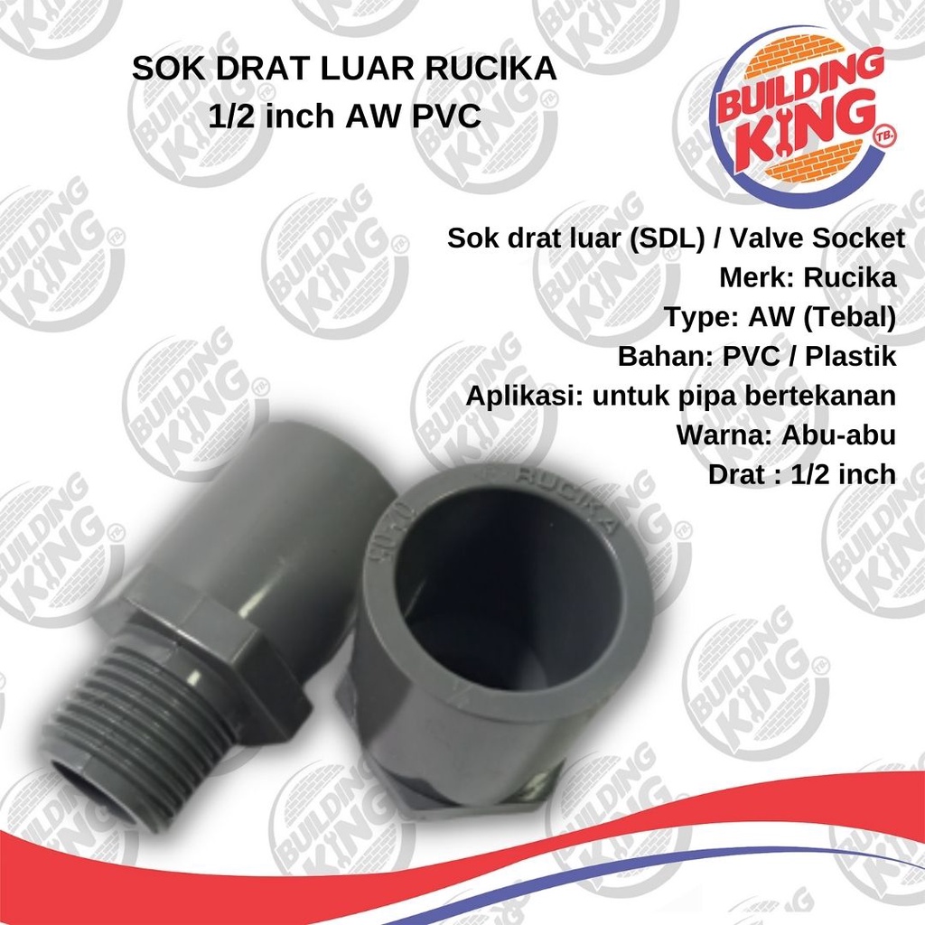 Rucika PVC Fittings Rucika Sok Drat Outdoor AW SDL 1/2'' INCH Valve Socket Sock Shopee Philippines