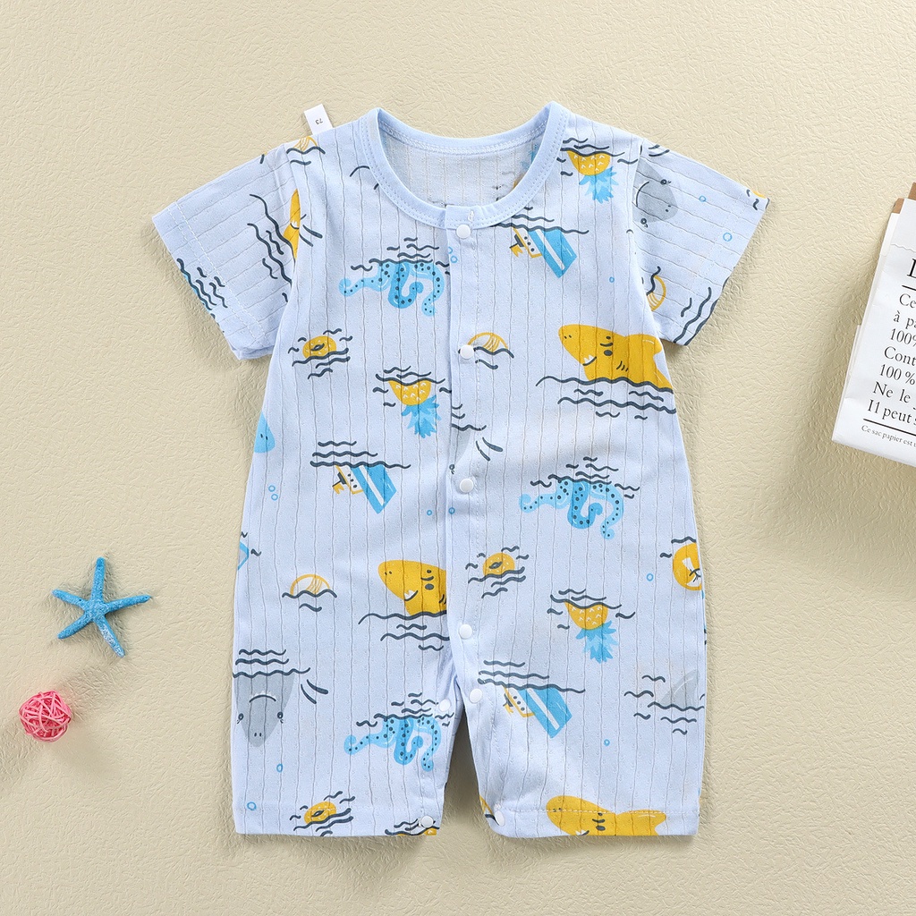 Cotton Newborn Baby Boy Cartoon Romper Baby Girl Full Print Jumpsuit