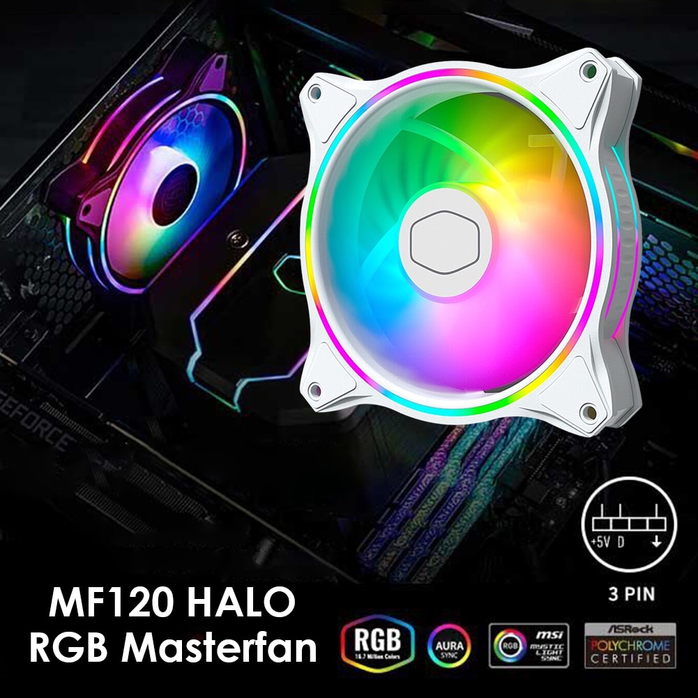 MF120 HALO RGB Fan with Dual Ring Addressable PWM Quiet RGB Fan 12cm for PC Computer CPU Cooler