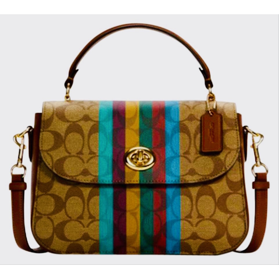 Marlie Top Handle Satchel In Signature Canvas With Stripe Shopee