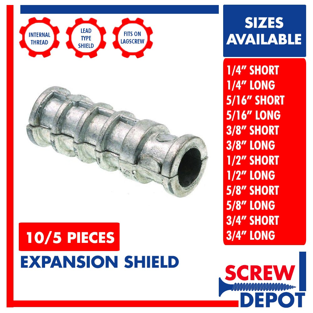 10/5PCS 1/4 5/16 3/8 1/2 5/8 3/4 Expansion Shield Only for Lagscrew