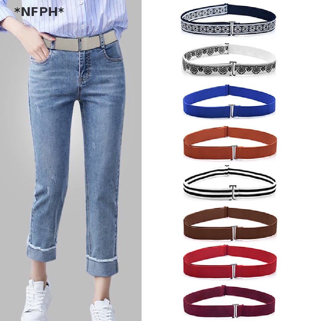 CKFR Adjustable Size Flat Buckle Elastic Waist Belt Jeans Pant Belt