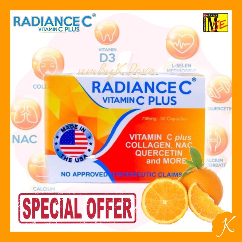 RADIANCE C VITAMIN C PLUS 30 capsules 100 AUTHENTIC Shopee