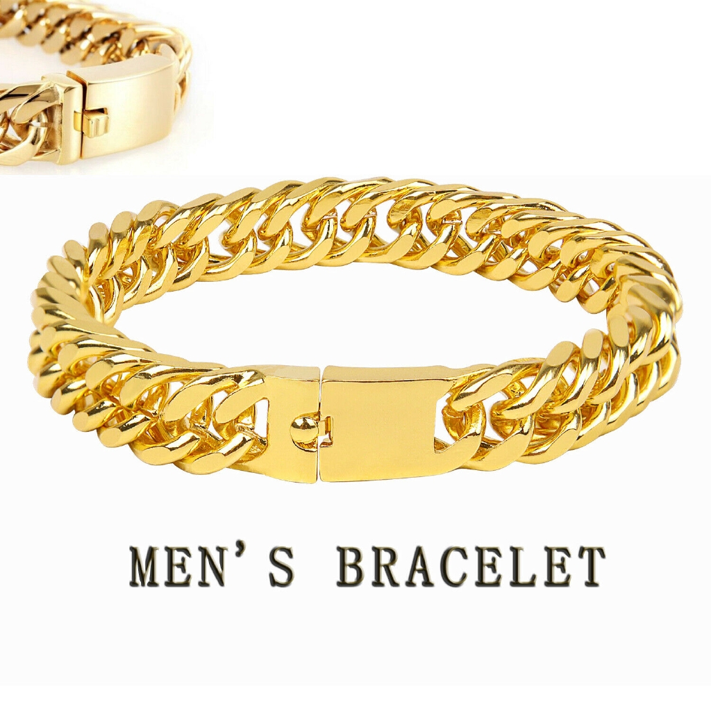 8.5" Gold Plated Men's Jewelry Stainless Steel Curb Cuban Chain