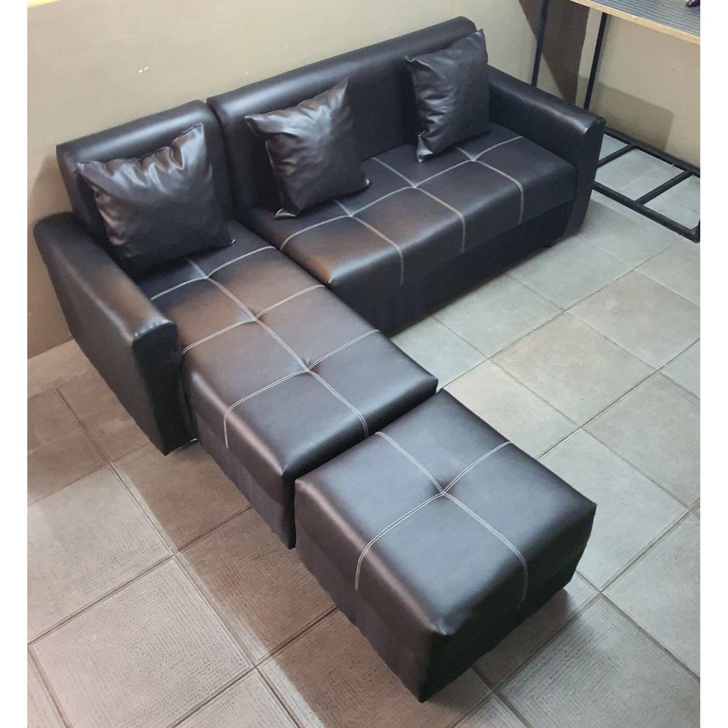 L shape black leather sofa set Shopee Philippines