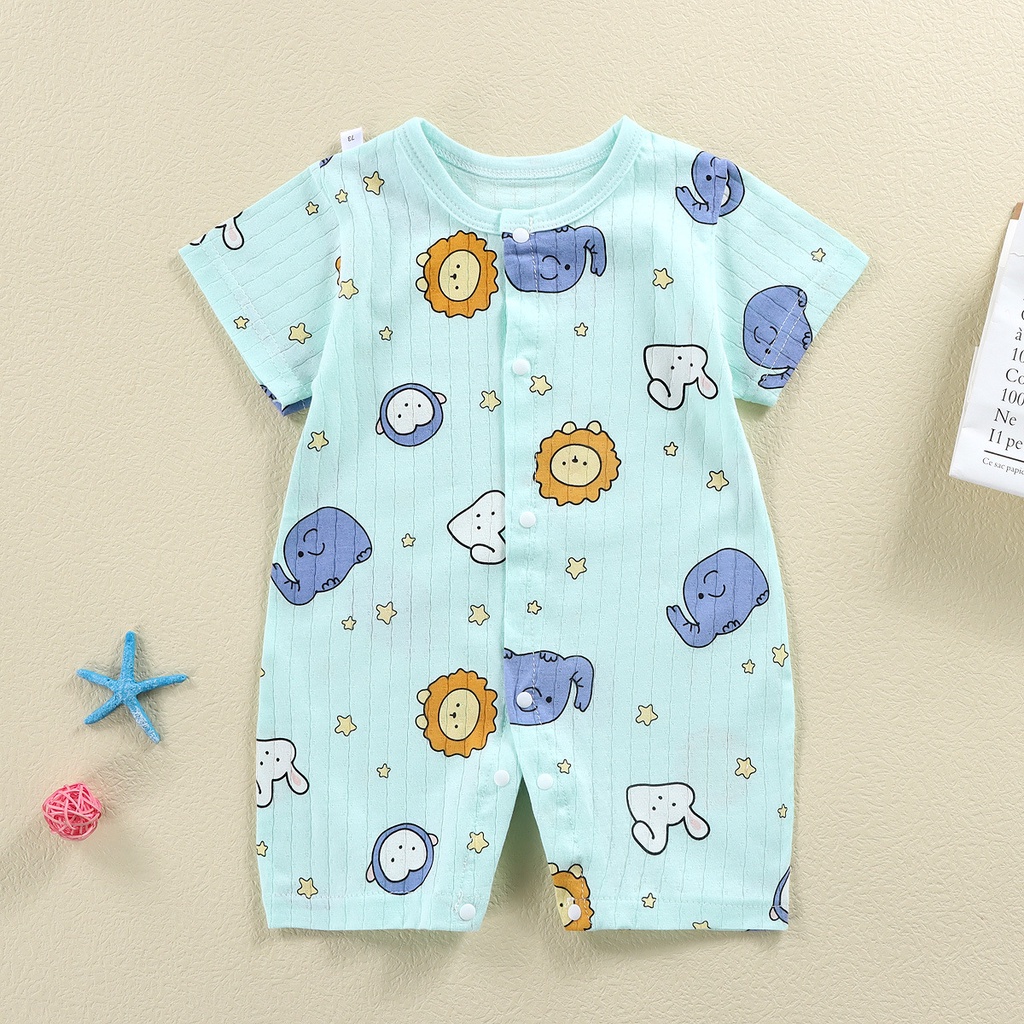 Cotton Newborn Baby Boy Cartoon Romper Baby Girl Full Print Jumpsuit