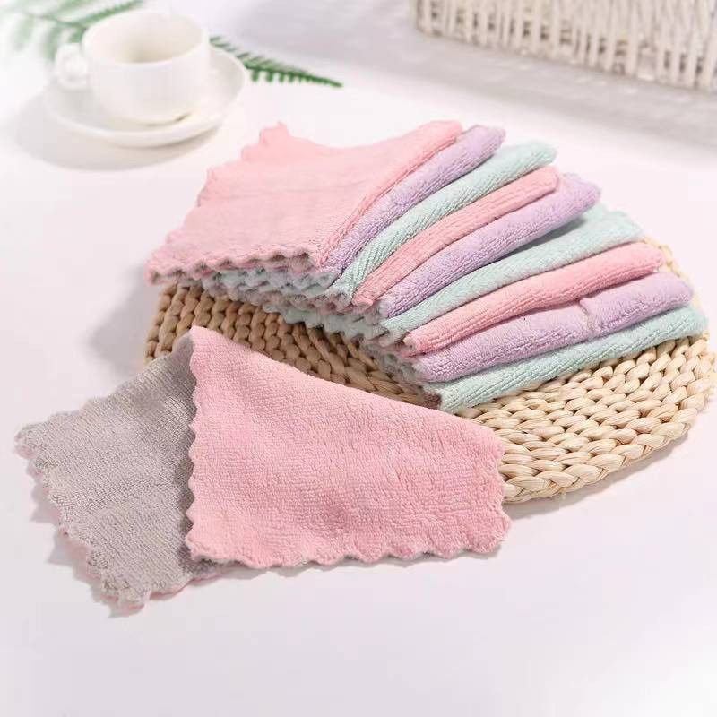 Nonstick Oil Microfiber Coral Fleece Absorbent Kitchen Towel / Hand