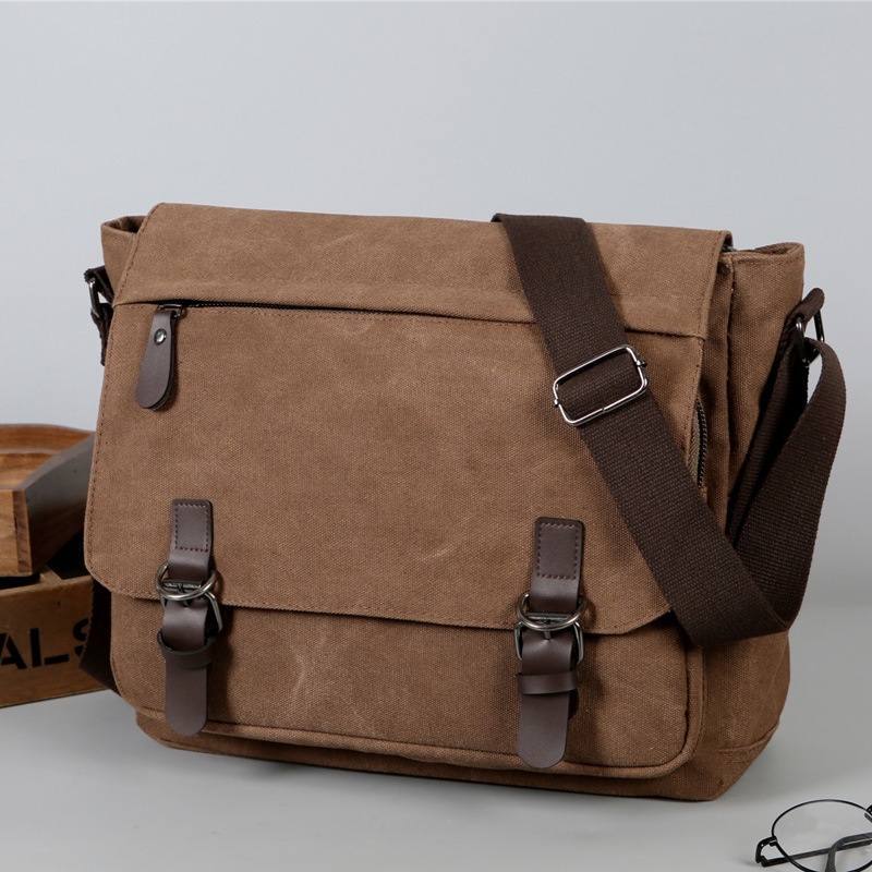 Messenger Bag Business Satchel 14.5 inch Computer bag Men Casual Retro Canvas Shoulder Bag For