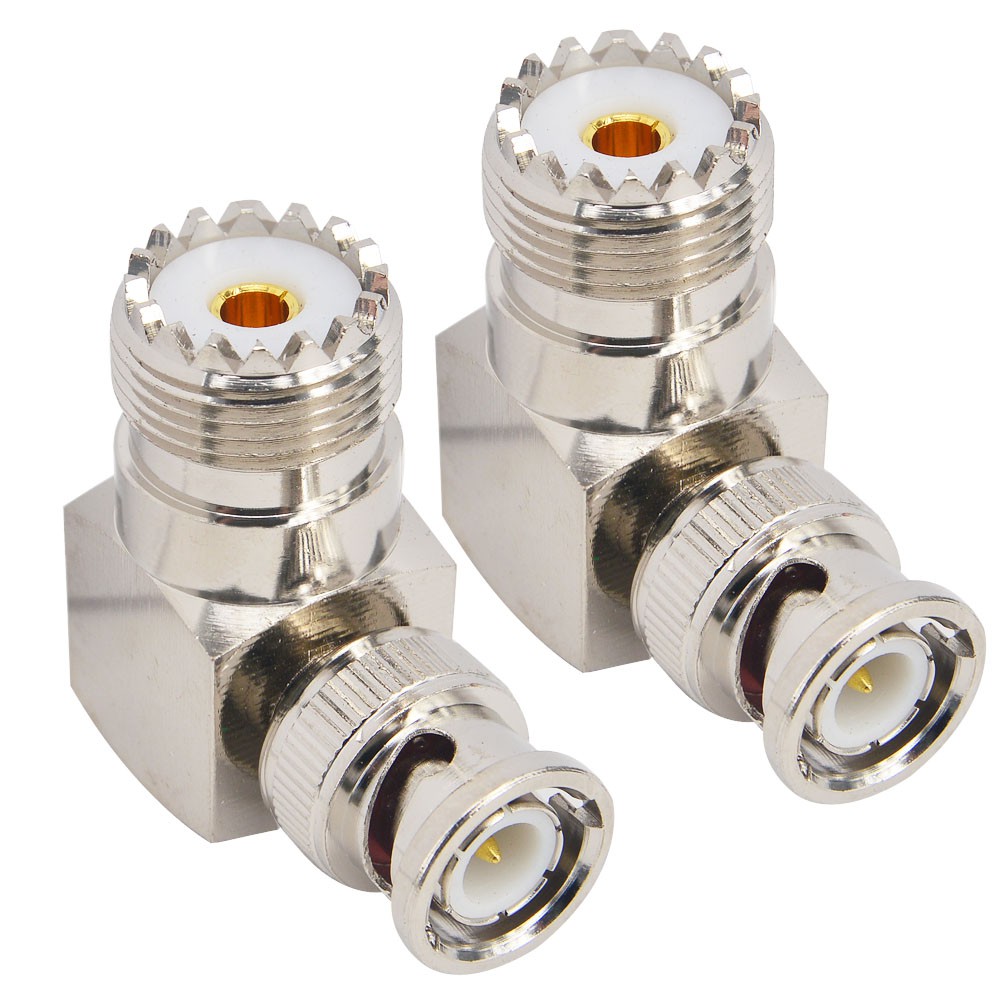 2Pack Right Angle BNC to SO239 Adapter RFAdpter UHF Female to BNC