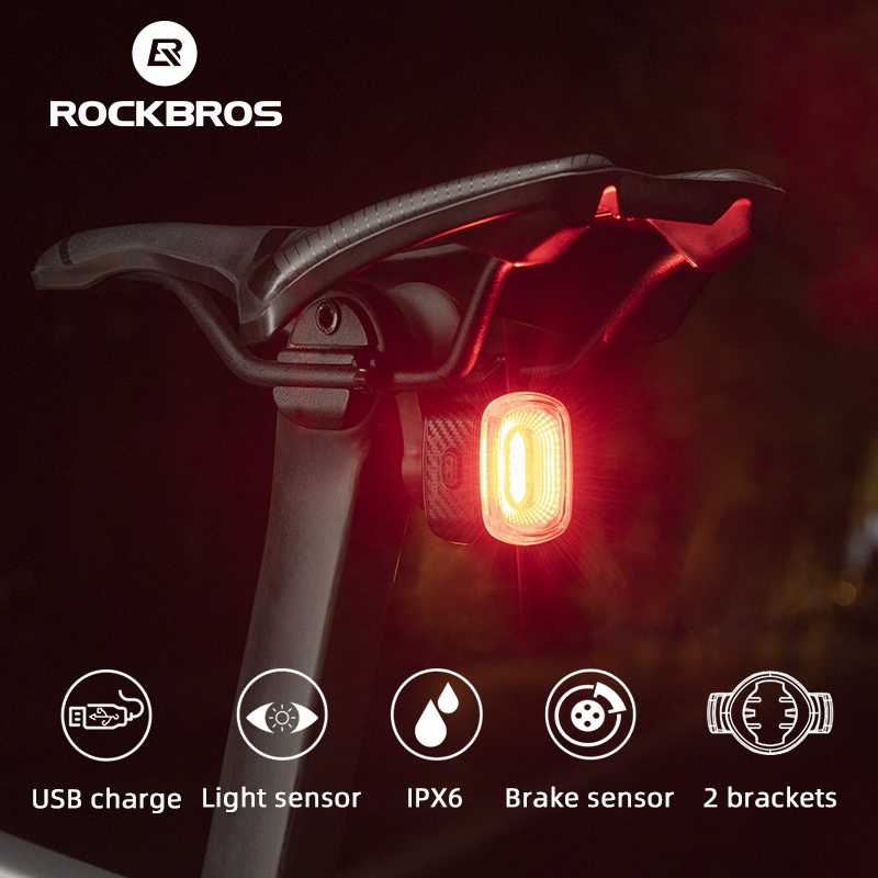 Rockbros Bicycle Smart Tail Light Auto Brake Sensing Ipx6 USB Bike
