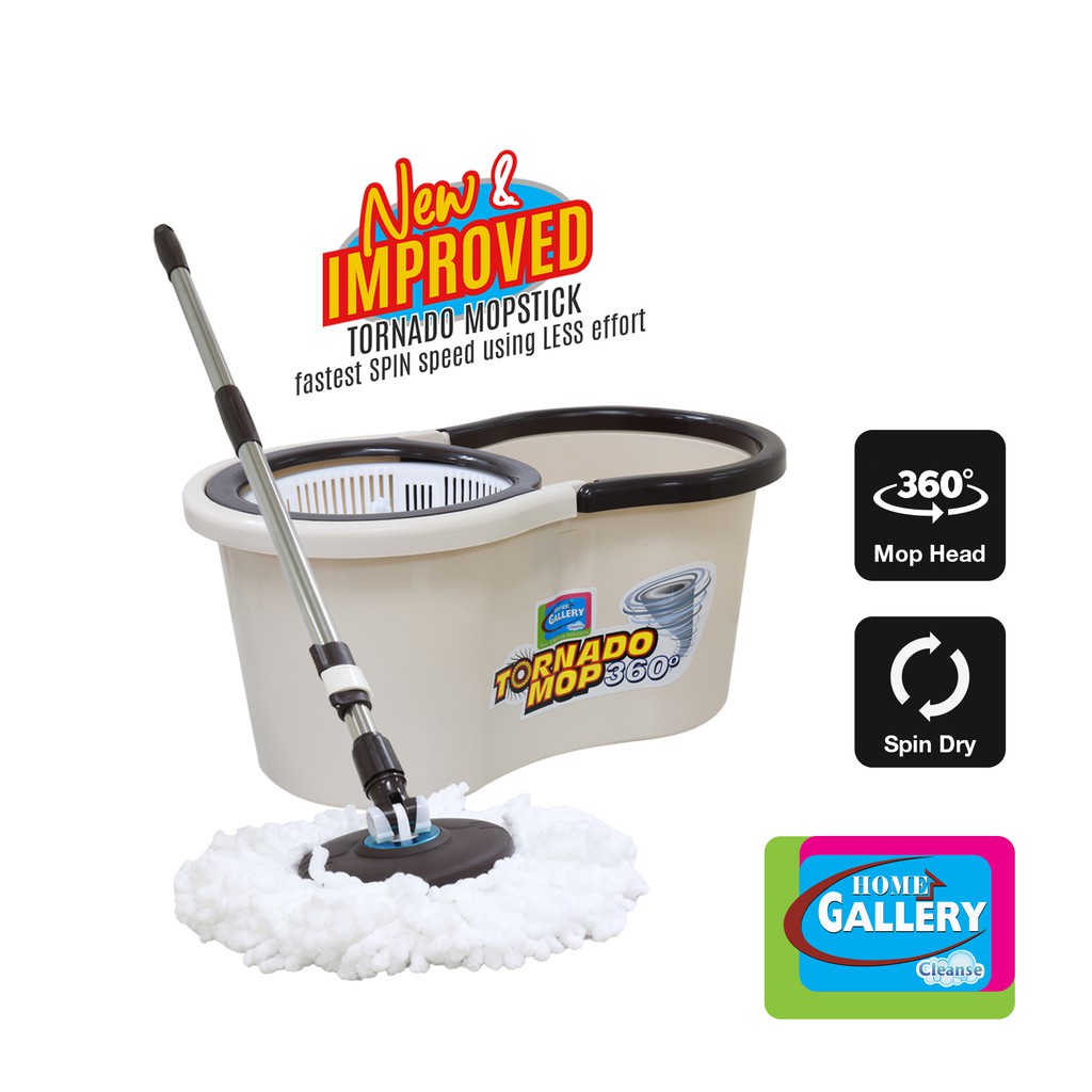 Home Gallery Tornado Mop and Spin Dry Bucket Set with 1 Microfiber Mop