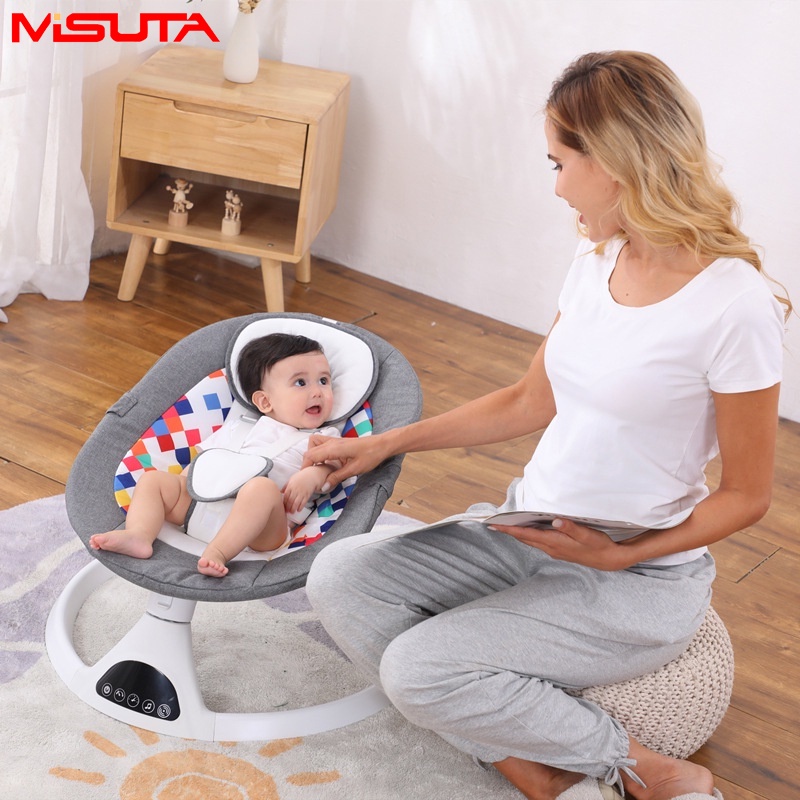 Baby Rocker Swing Chair Electric Rocking Chair For NewBorn Baby With LED Bluetooth Net Music